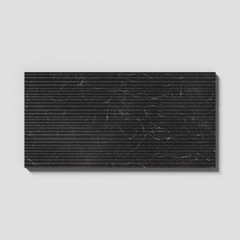 Mia Urbo Stone - fluted grooved marble tile gerippt marmor fliesen Royal Noir Fine Large Tile