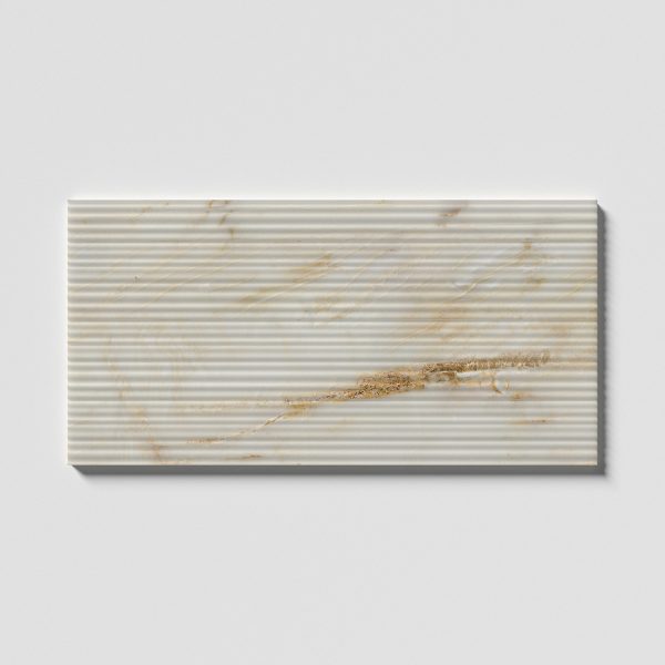 Mia Urbo Stone - fluted grooved marble tile gerippt marmor fliesen Calacatta Amber Fine Large Tile