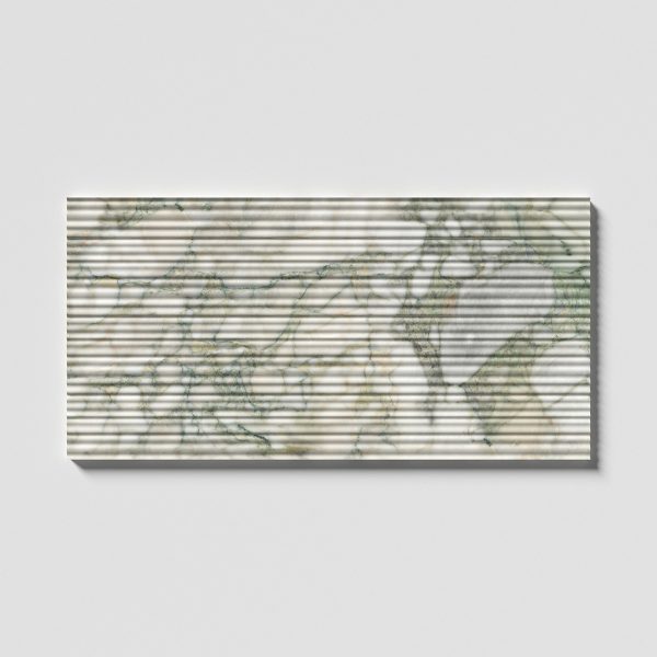 Mia Urbo Stone - fluted grooved marble tile gerippt marmor fliesen Calacatta Green Fine Large Tile
