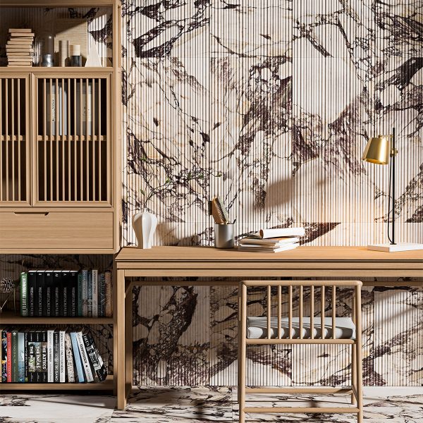 Mia Urbo Stone - fluted grooved marble tile gerippt marmor fliesen Calacatta Viola Fine Large Tile