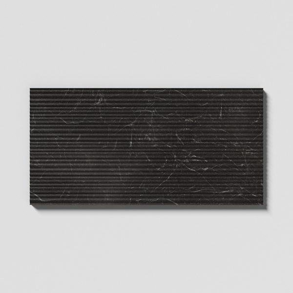 Mia Urbo Stone - fluted grooved marble tile gerippt marmor fliesen Royal Noir Fine Large Tile